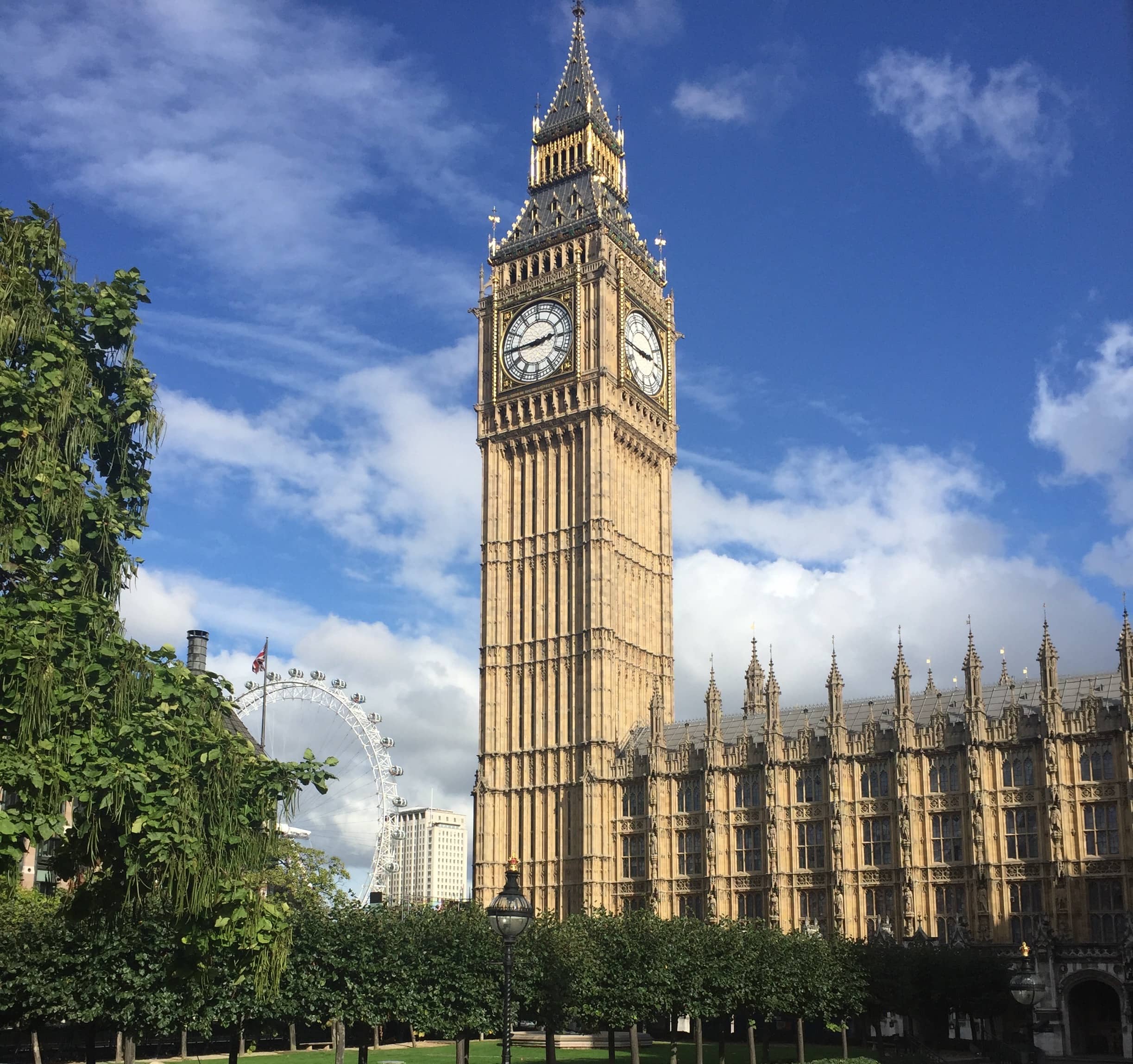 Big Ben with the London Eye in the background in Westminster