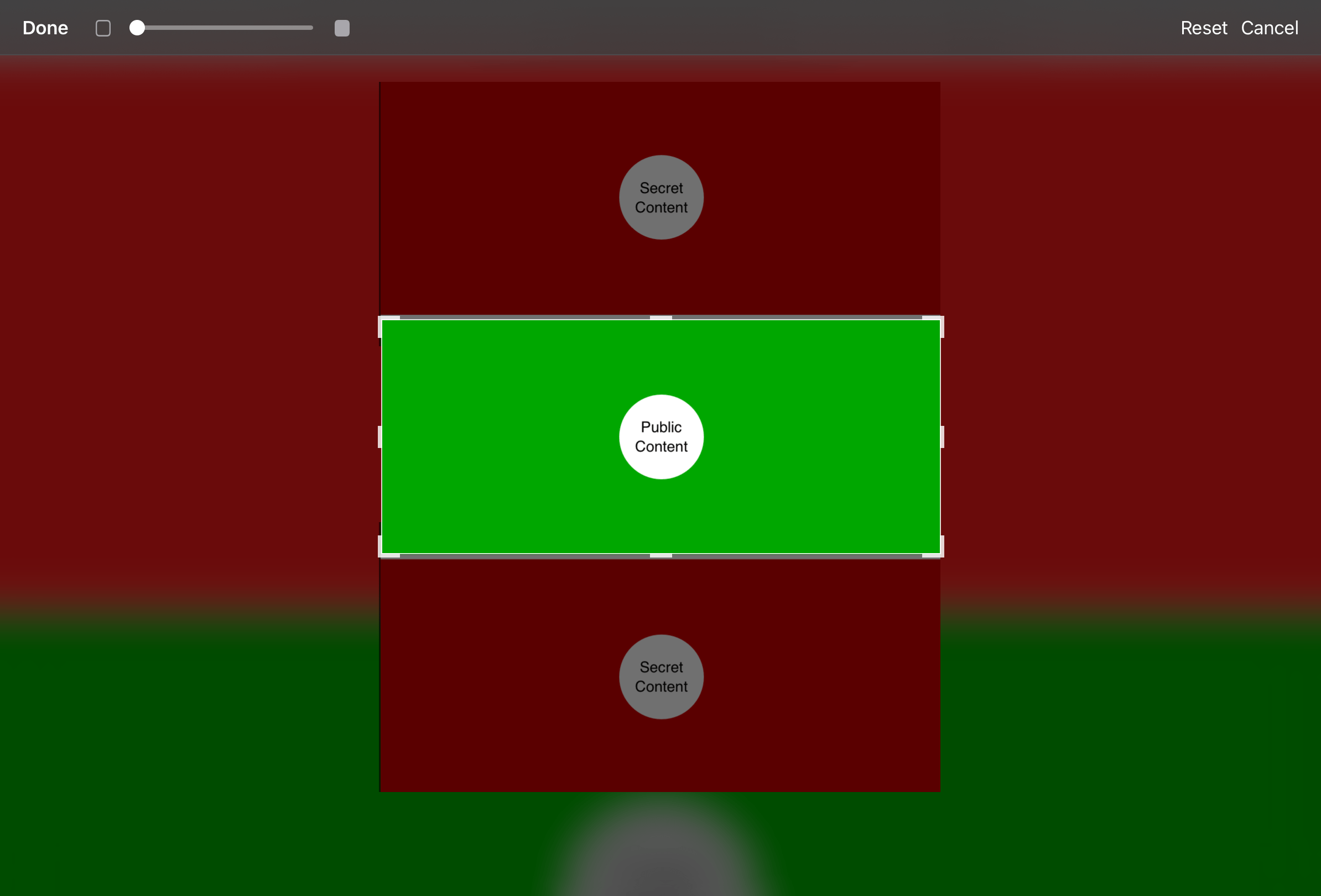 Screenshot of cropping secret content out of a Safari screenshot