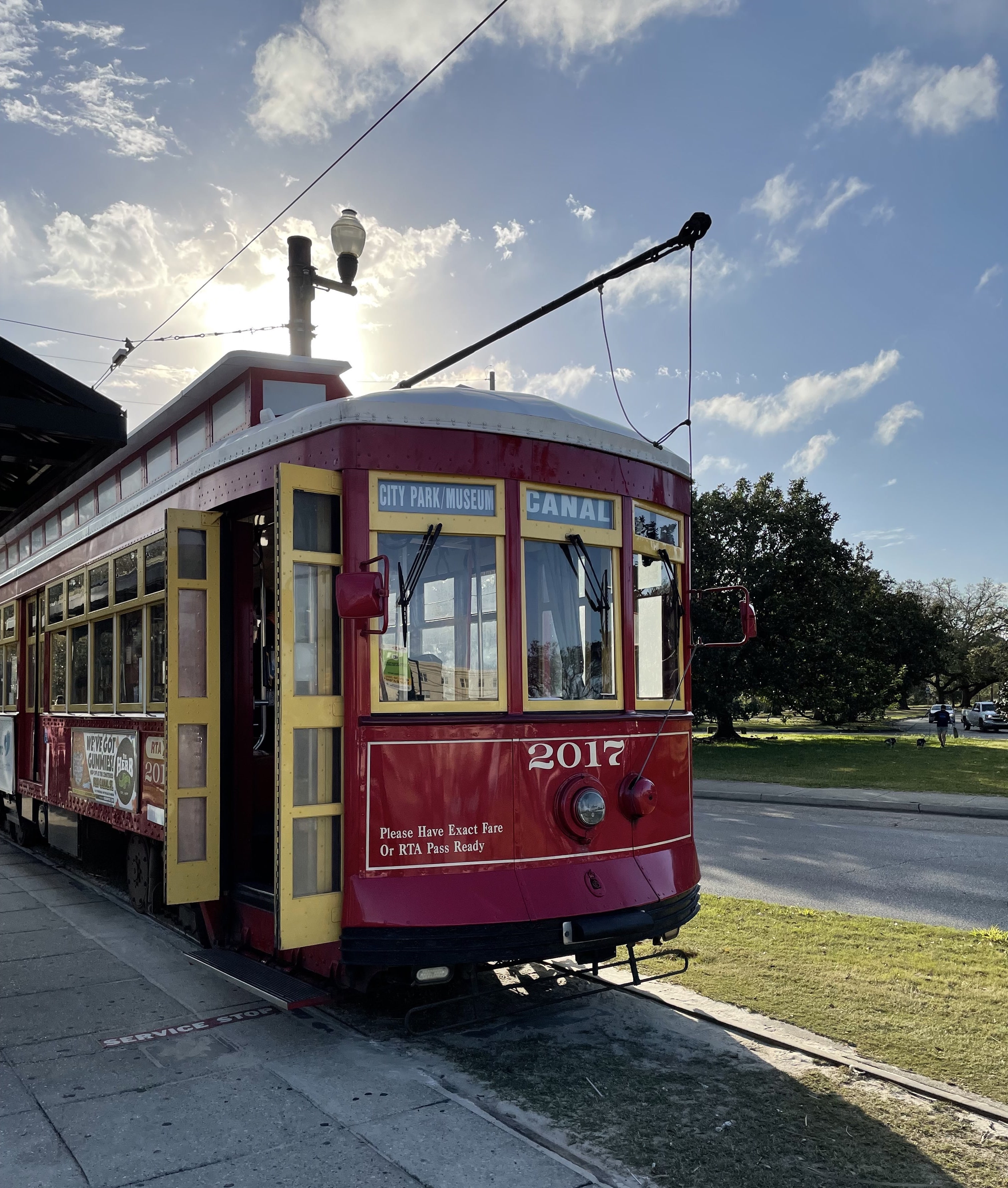 Streetcar at the city park/museum stop